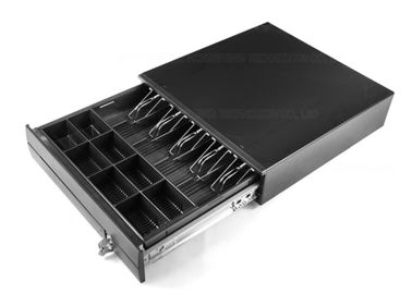 چین Black Locking USB Cash Drawer / Metal Cash Box With Lock 5 Bill Compartments 410E کارخانه